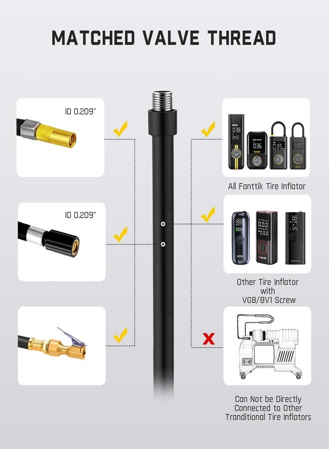 Fanttik Air Pump Hose Adapter, Extension Hose for Schrader and Presta Valve, 19.96'' Locking Tire Chuck Tube, VG8/8V1 Screw Thread Connection, Tire Inflator Universal, Suit for Car, Motorcycle, Bike - Image 3